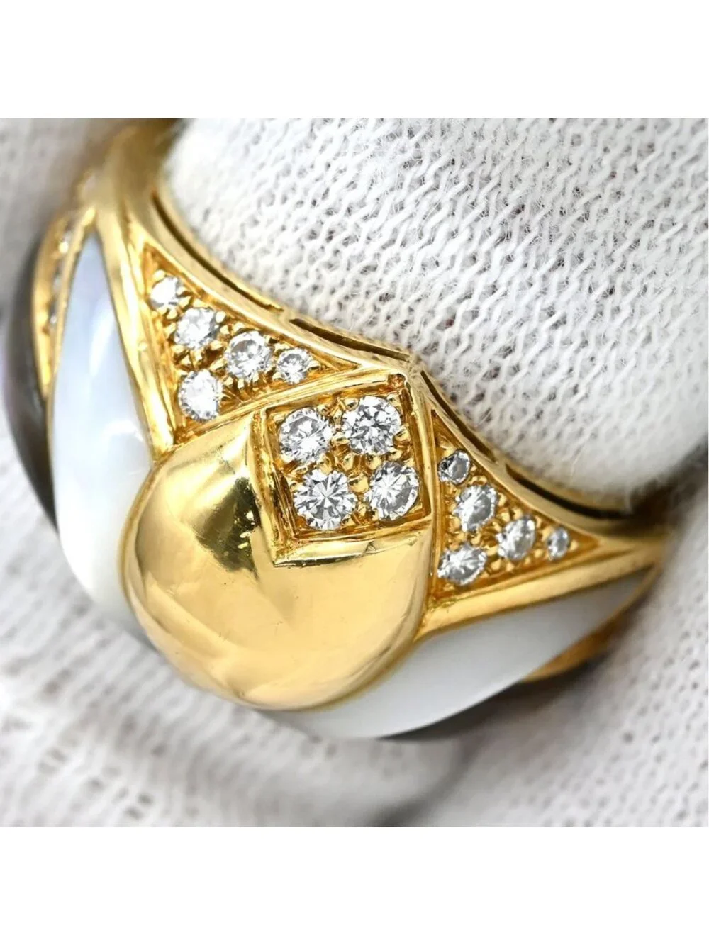 Bvlgari Ring Naturalia Diamond White Gold 18k Pave Colored Stone Black